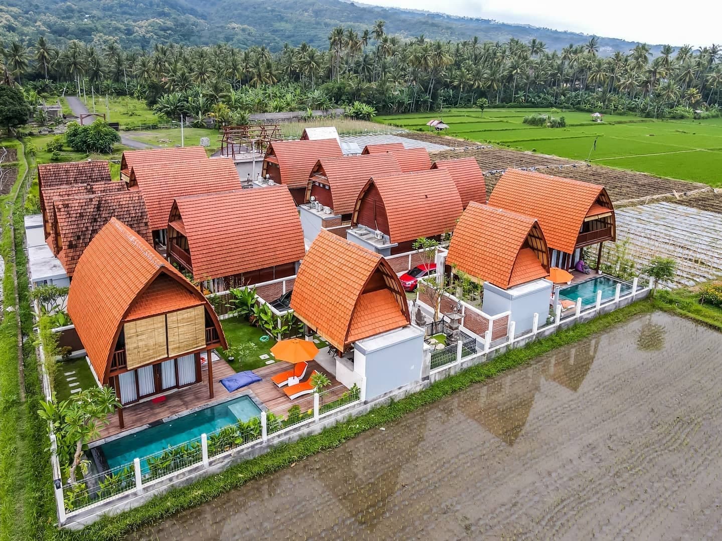 Bhumi Lovina Residence & Villa — aerial view of the luxury private pool villa estate in Lovina, North Bali